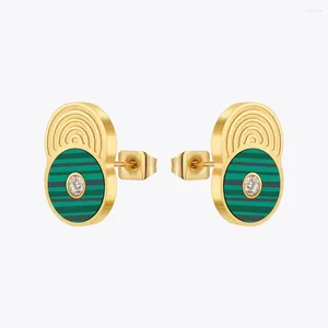 Boucles d'oreilles ENFASHION Aretes De Mujer disque vert paon avec perle pour femmes en acier inoxydable bijoux De mode Valentine 1470