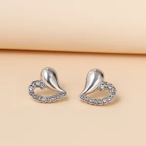 Boucles d'oreilles coréennes en strass pour femmes, cadeau de mariage, cœur, bijoux à la mode, articles ER-00538, vente en gros en vrac, 2024