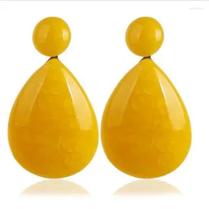 Pendientes de tuerca exagerados gotas de agua de resina gema bohemia para joyería de moda femenina E145