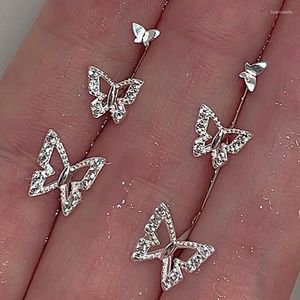 Boucles d'oreilles mode Bling pour femmes papillon Zircon oreille bijoux Vintage mariage étudiant dames argenté en gros femme