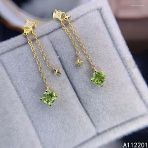 Pendientes de tuerca, joyería fina, Plata de Ley 925 con incrustaciones de gemas naturales, pendientes de peridoto de estrella de lujo a la moda para mujer, soportes para detección