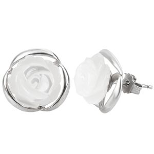 Boucles d'oreilles à tige en forme de fleur en nacre, bijoux en argent sterling 925 pour femmes