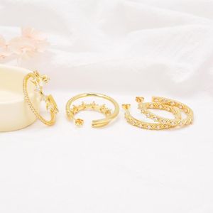 Pendientes de tuerca, accesorios de joyería de color dorado, suministros para hacer anillos de oreja DIY, circonita pavimentada, fabricación abierta en GuangZhou