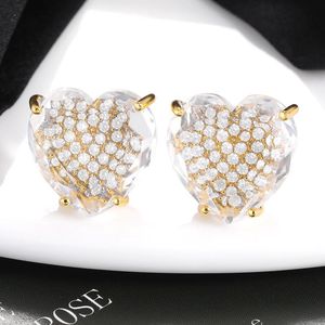 Boucles d'oreilles coeur pour femmes cristal géométrique ambre Design Piercing boucle d'oreille déclaration mariée mariage bijoux anniversaire cadeau