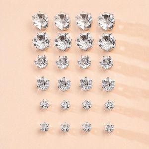 Pendientes de tuerca HYSECMAO, 12 par/paquete, conjunto de cristal de gran tamaño para mujer, 2023 Brincos, pendientes de boda brillantes a la moda, joyería llamativa