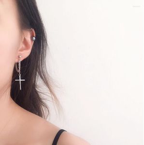 Boucles d'oreilles à tige japon et corée du sud Harajuku Cool e-girl fille croix chaîne pendentif pour femmes hommes Bff rue Hip Hop bijoux