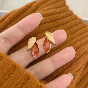 Boucles d'oreilles à clous pour femmes, bijoux d'hiver, esthétique, Maillard, feuille d'orange, déco, mode 2024, tendance, bijoux cadeaux, vente en gros