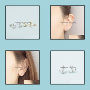 Boucles d'oreilles bijoux en gros 10 paire/lot accessoires de mariage minimalistes de mode petite ancre pour les femmes en or/argent/or Rose livraison directe