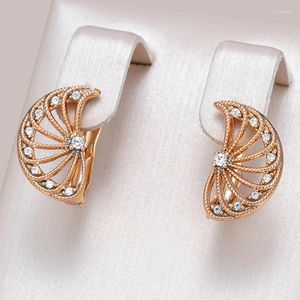 Brincos Kinel Único 585 Rosa Cor de Ouro Simétrico Inglês Mulheres Natural Zircão Cristal Flor Noiva Jóias Presente de Casamento