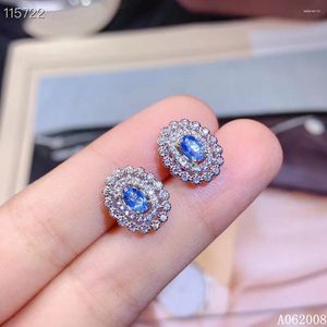 Boucles d'oreilles KJJEAXCMY bijoux fins 925 en argent Sterling incrusté de topaze bleue naturelle clous d'oreilles belles dames soutien test