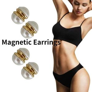 Boucles d'oreilles à tige coréenne Imitation perle magnétique pour les femmes à la mode doré faux Piercing oreille manchettes boucle d'oreille sans trous bijoux