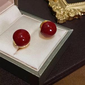 Boucles d'oreilles cercle de haricots rouges coréens pour femmes, personnalité tendance classique Simple, bijoux de Banquet, vente en gros
