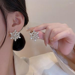Boucles d'oreilles Lovelink grand Simple couleur or fleur de neige pour les femmes mode cristal Transparent filles bijoux élégants
