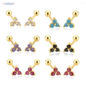 Boucles d'oreilles STAD LOZOYA 925 argent sterling transparent trois perles de piercing zircon charme srud oreille femme mode fine bijoux clips luxe