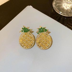 Boucles d'oreilles de luxe en cristal, gros fruits ananas pour femmes et filles, mode coréenne, bijoux tendance, accessoires de fête, BY18