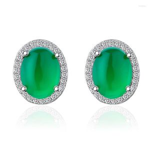 Pendientes de tachuelas Pendiendo de color plateado de lujo Zirconia Cz Coral de piedra verde Coral Ronda pequeña para mujeres Joyas Regalos de alta calidad