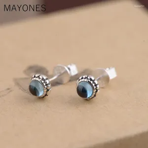 Pendientes MAYONES de Plata de Ley 925 con Topacio Azul, tachuelas para mujer, tipo Vintage, diseño de flores tailandesas, Brincos 2023