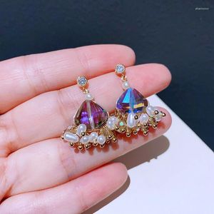 Pendientes de tuerca MIGGA Semilla con cuentas perla borla gota de cristal para mujer diseño Original de lujo joyería de regalo de fiesta