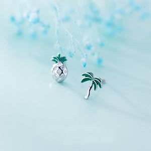 Boucles d'oreilles à tige MloveAcc 925 bijoux en argent Sterling mode fruits asymétriques ananas cocotiers pour filles filles