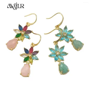 Boucles d'oreilles MVE087 2024 Design Colorful Gemstone Beautiful Flower Fleed Sweet Romantic Style Exquis Bijoux de mode