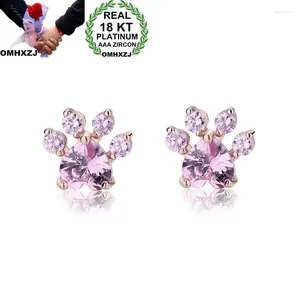 Boucles d'oreilles Stud Omhxzj en gros de la mode européenne femme Fille de fête de mariage pieds pieds rose zircon 18kt rose or ea205