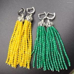 Boucles d'Oreilles Une Paire Jaune Vert Agate Ronde Facettes 3-4mm S925 Crochet FPPJ Gros Perles Nature