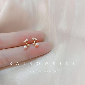 Boucles d'oreilles perle pour femmes mode coréenne lumière luxe Simple strass Branches oreille anneaux cadeaux fille bijoux en gros