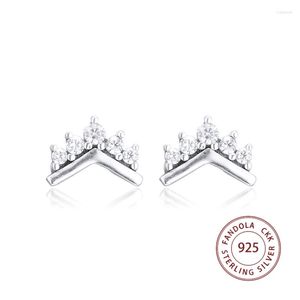 Pendientes de tuerca, Plata de Ley 925 auténtica, Tiara Wishbone para mujer, joyería de moda, Pendientes