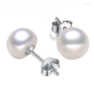 Pendientes de tuerca Plata de Ley 925 auténtica perla auténtica joyería Natural de agua dulce para mujer regalo de moda