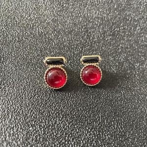 Boucles d'oreilles à tige rétro à la mode ronde rouge résine femmes géométrique Cabochon plastique petite mode Pendientes Mujer bijoux