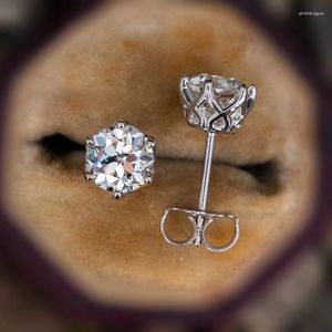 Boucles d'oreilles étalon ronde 1 carat d Color Moissanite Diamond 925 Silver Classic Mesh Wedding Jewelry Femmes