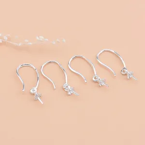 Pendientes de tuerca de plata de ley S925, accesorios para hacer bricolaje, Material de joyería con gancho para oreja de disco de perlas para mujer