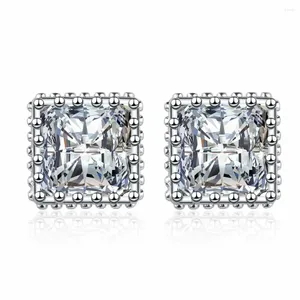 Pendientes de tachuelas S925 STERLING SILVITO EXQUISITE LUZ LUXURY HOLLED AZUCA CUBO DE AZUCA