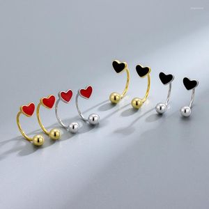 Pendientes de botón S925 Plata de ley Amor Corazón Esmalte Tornillo Oro para mujeres de moda X'mas Joyería Regalos Cumpleaños Año