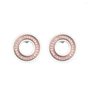 Boucles d'oreilles Signature Signature Logo Two Tone Pave Rose Accessoires pour les femmes Gold Couleur Maquillage Fine Jewelry 2024