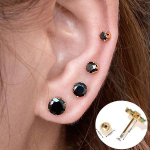 Boucles d'oreilles SO 4 pièces/ensemble Mini cuivre noir Zircon Piercing vis boule bijoux pour femmes Simple à la mode fête cadeau en gros