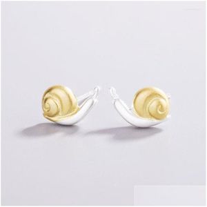 Pendientes de tuerca Sole Memory Golden Snail Lindo Mini Fresh Sier Color Moda Mujer Sea827 Drop Entrega 202 Dhbzq