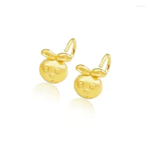 Boucles d'oreilles à tige en or jaune massif 999 24K pour femmes, mignon zodiaque