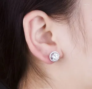 Boucles d'oreilles en platine massif PT950 0,5 ct/pièces en diamant Moissanite pour femmes, bijoux d'oreille pour filles