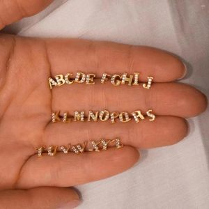 Pendientes de acero inoxidable con 26 letras A-Z, inicial de circonita, pequeño alfabeto, pendiente con nombre, joyería chapada en oro, Pendientes B