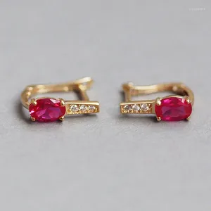 TKJ – boucles d'oreilles ovales en argent Sterling 925, zircone rouge en forme de U pour femmes, bijoux de fête de Cocktail, cadeau d'anniversaire