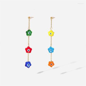 Boucles D'oreilles Tendance En Acier Inoxydable Pour Les Femmes Lampwork Gland Pendentif Or 18 K PVD Prévenir Les Allergies Fête GiftStud Odet22