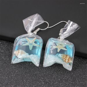 Boucles d'oreilles à la mode résine fleur étoile de mer sac pour femmes Anti allergie gracieux Joker drôle poisson rouge boucle d'oreille poche à eau bijoux