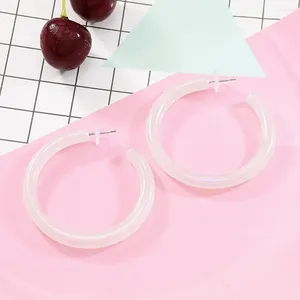 Pendientes de tuerca de moda para mujer, círculo grande transparente blanco para Glamour, accesorio de joyería geométrico encantador