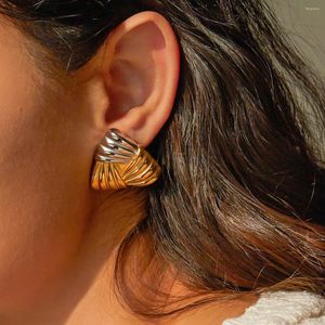 Boucles d'oreilles triangulaires en acier inoxydable, ondulées, métal épais exagéré pour femmes, bijoux de fête, spectacle, cadeaux, vente en gros, 2024