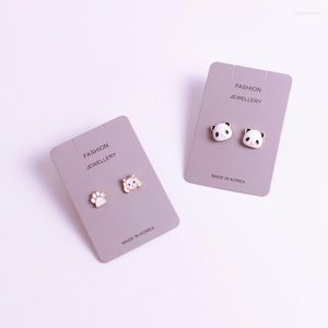 Boucles d'oreilles à tige en argent 925, version De l'adorable tête de Panda, trésor amusant, sans perçage, à clipser