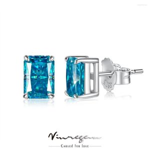 Pendientes Vinregem de Plata de Ley 925 con corte radiante, 2CT, moissanita azul marino, diamante de prueba para mujer, regalos al por mayor