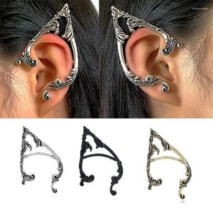 Pendientes de tuerca Vintage hueco elfo oreja manguito para mujeres hipérbole Punk gótico joyería Piercing fiesta niñas regalo