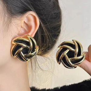 Boucles d'oreilles Vintage en métal spirale noir velours pour femmes filles mode exagérée fête déclaration bijoux accessoires