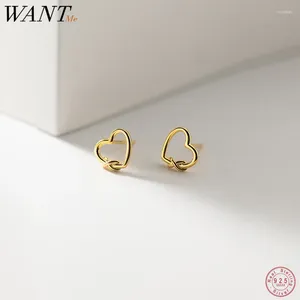 Pendientes de semental Wantme 925 Sterling Silver Minimalista Romantic Heart Love Knotted Small For Women Classic Elegant Party Jewelery